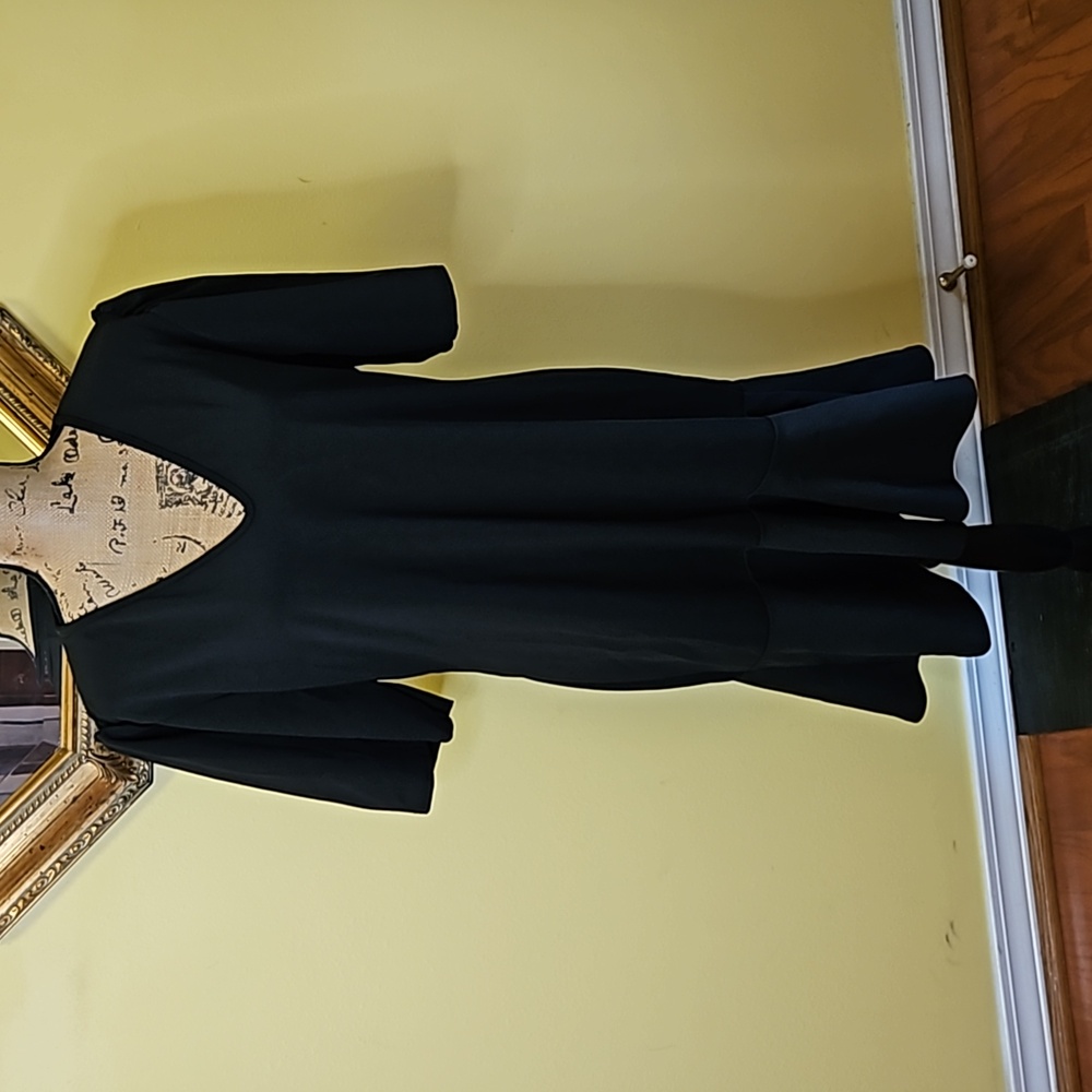 NWT Boohoo Black Puff Sleeve Ruffle Shift dress size 18